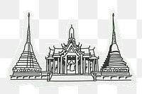 PNG Grand Palace, famous location in  Thailand, line art illustration, transparent background