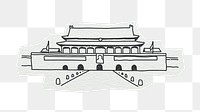 PNG Chinese temple, line art illustration, transparent background