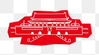 PNG Chinese temple, line art illustration, transparent background