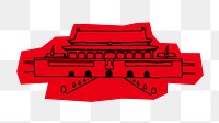 PNG Chinese temple, line art illustration, transparent background