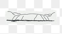 PNG Uluru rocks, famous Australian location, line art illustration, transparent background