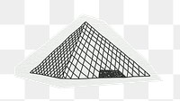 PNG Louvre Museum, Paris attraction, line art illustration, transparent background