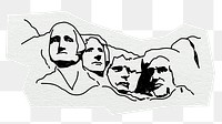 PNG Mount Rushmore, historical sculpture , line art illustration, transparent background