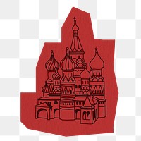 PNG St. Basil's Cathedral, Moscow famous location, line art illustration, transparent background