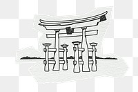 PNG Itsukushima Jinja, Japan famous location, line art illustration, transparent background