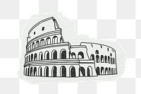 PNG Colosseum, historical landmark in Rome, line art illustration, transparent background