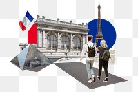 PNG Study in France, education photo collage, transparent background