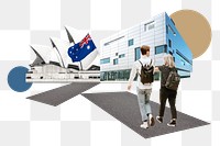 PNG Study in Australia, education photo collage, transparent background