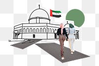 PNG Study in UAE, education line art collage, transparent background