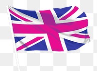 Png waving UK flag collage element, transparent background