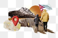 Nepal trip png, vacation photo collage, transparent background