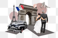 PNG Honeymoon in France, travel photo collage, transparent background