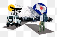 Japan trip png, vacation collage illustration, transparent background