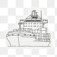 PNG Cargo ship, industry, line art illustration, transparent background