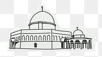 PNG Dome of the Rock, shrine in Jerusalem, line art illustration, transparent background