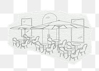 PNG Cafe outdoor tables, line art illustration, transparent background