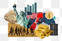 American economy png, commodity market money finance collage, transparent background