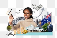 PNG Australia investment, money finance collage, transparent background