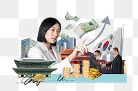 PNG South Korea investment, money finance collage, transparent background