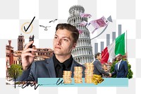 PNG Italy investment, money finance collage, transparent background