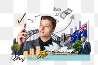 PNG Australia investment, money finance collage, transparent background