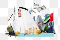 PNG UAE investment, money finance collage, transparent background