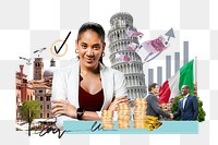 PNG Italy investment, money finance collage, transparent background