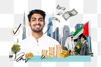 PNG UAE investment, money finance collage, transparent background