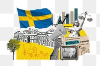 PNG Swedish politics, social issues paper collage, transparent background