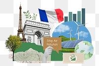 PNG stop air pollution, French, environment collage, transparent background