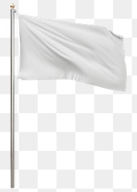 Png white flag on pole, transparent background