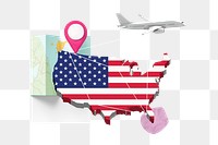 PNG USA travel, tourism collage illustration, transparent background