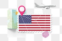 PNG USA travel, stamp tourism collage illustration, transparent background