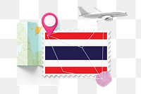 PNG Thailand travel, stamp tourism collage illustration, transparent background