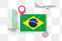 PNG Brazil travel, stamp tourism collage illustration, transparent background