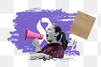Women's rights png, protest activism photo collage, transparent background