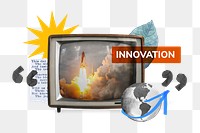 Innovation png, TV news collage illustration, transparent background