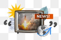 Report png, TV news collage illustration, transparent background