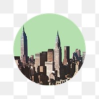 Png skyscrapers collage element, transparent background