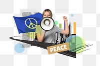 Peace png, protest activism photo collage, transparent background