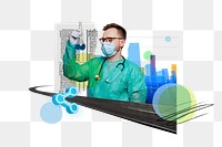 Vaccine research png, medical photo collage, transparent background