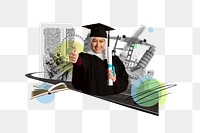 Study abroad png, education photo collage, transparent background