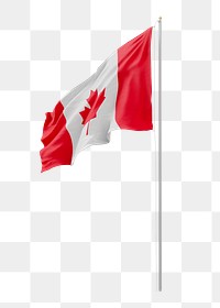 Png Canadian flag on pole, transparent background