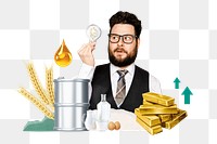 PNG commodity market, economy finance collage, transparent background