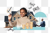 PNG real estate market, economy finance collage, transparent background