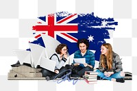 PNG Study in Australia, education photo collage, transparent background