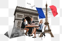 French partnership png, business photo collage, transparent background