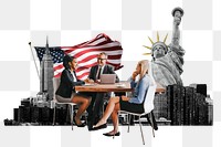 American partnership png, business photo collage, transparent background