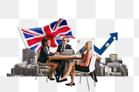 PNG British business agreement, economy money collage, transparent background