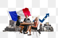 PNG French business agreement, economy money collage, transparent background